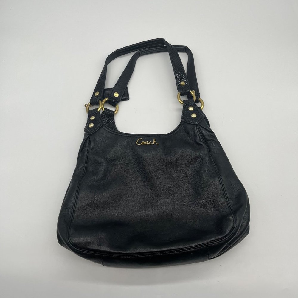 Coach Black Leather Hobo Bag with Gold Hardware